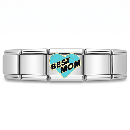 Charm Mamá (Best Mom) en pulsera italiana de eslabones
