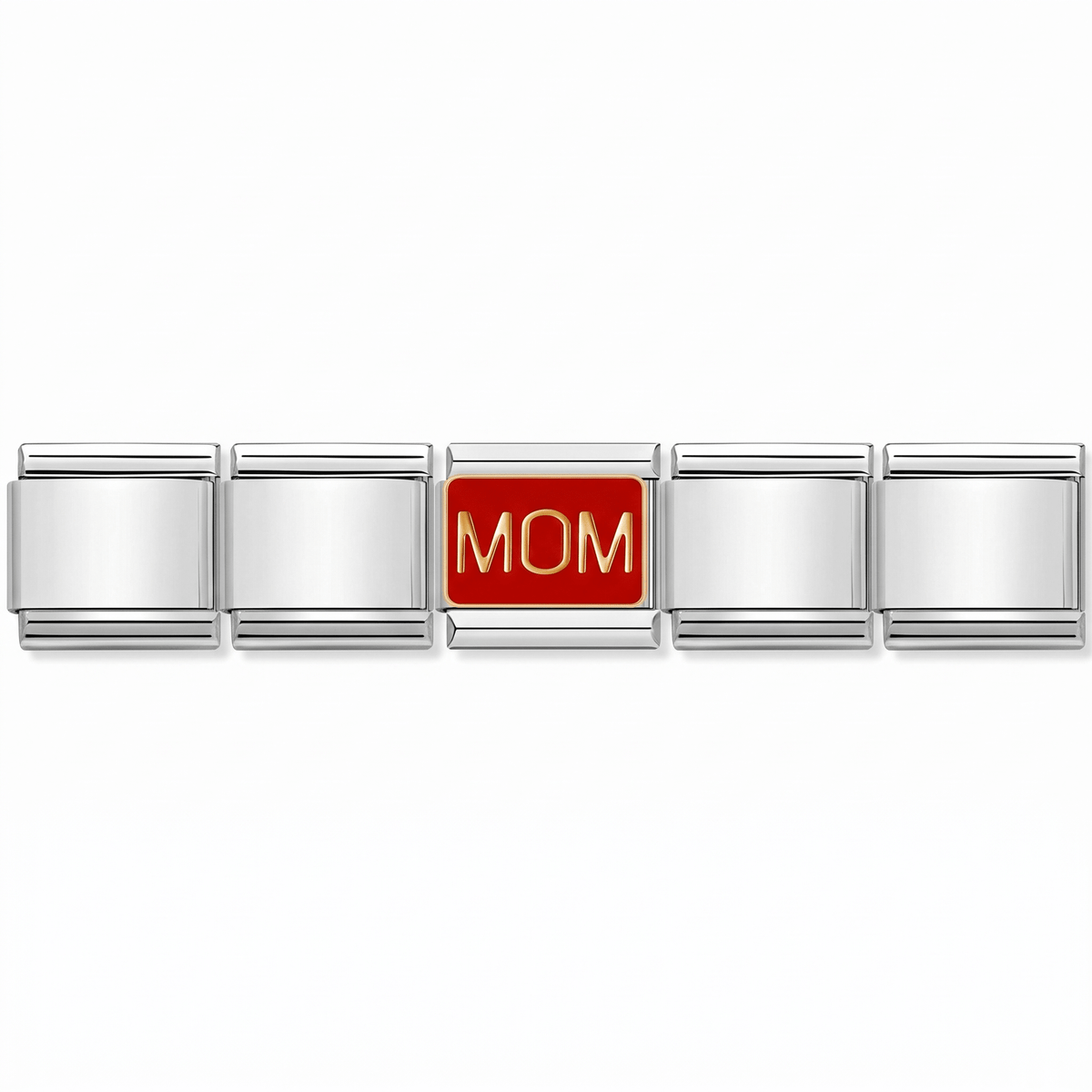 Charm Mamá (MOM) en pulsera italiana de eslabones