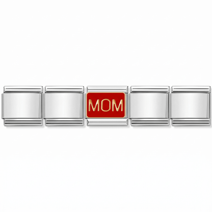 Charm Mamá (MOM) en pulsera italiana de eslabones