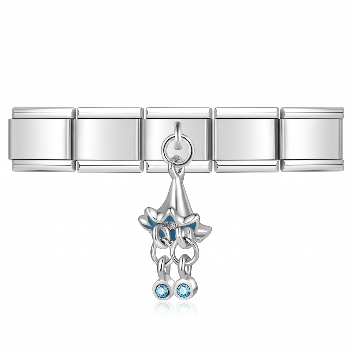 Charm mantarraya en pulsera italiana de eslabones