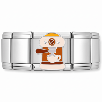 Charm Maquina Cafe en pulsera italiana de eslabones