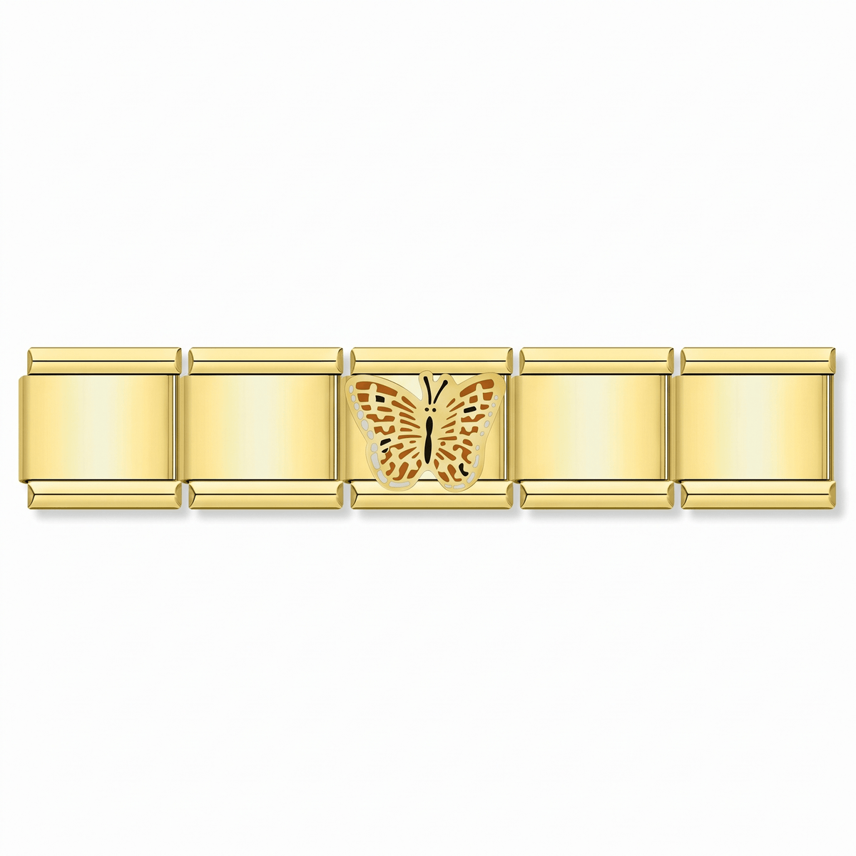 Charm Mariposa (Café) en pulsera italiana de eslabones