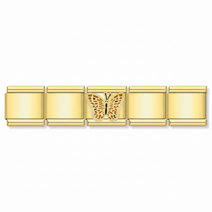Charm Mariposa (Café) en pulsera italiana de eslabones