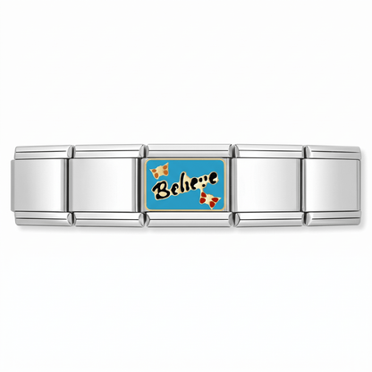 Charm Mariposas Believe en pulsera italiana de eslabones