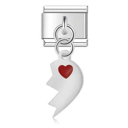 Charm Medio Corazón (Plateado, Izquierdo) - Italian Charms