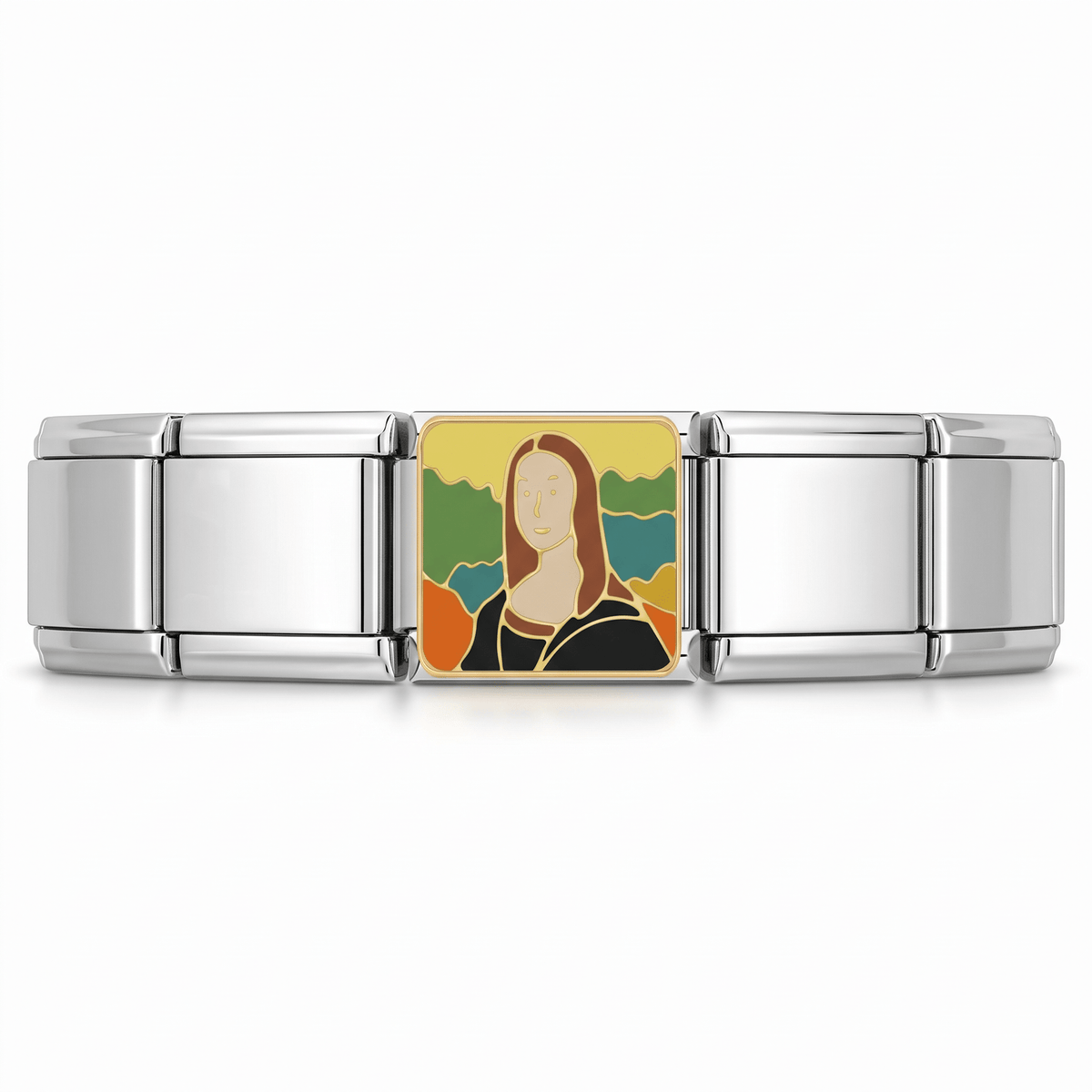 Charm Mona Lisa en pulsera italiana de eslabones