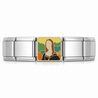 Charm Mona Lisa en pulsera italiana de eslabones