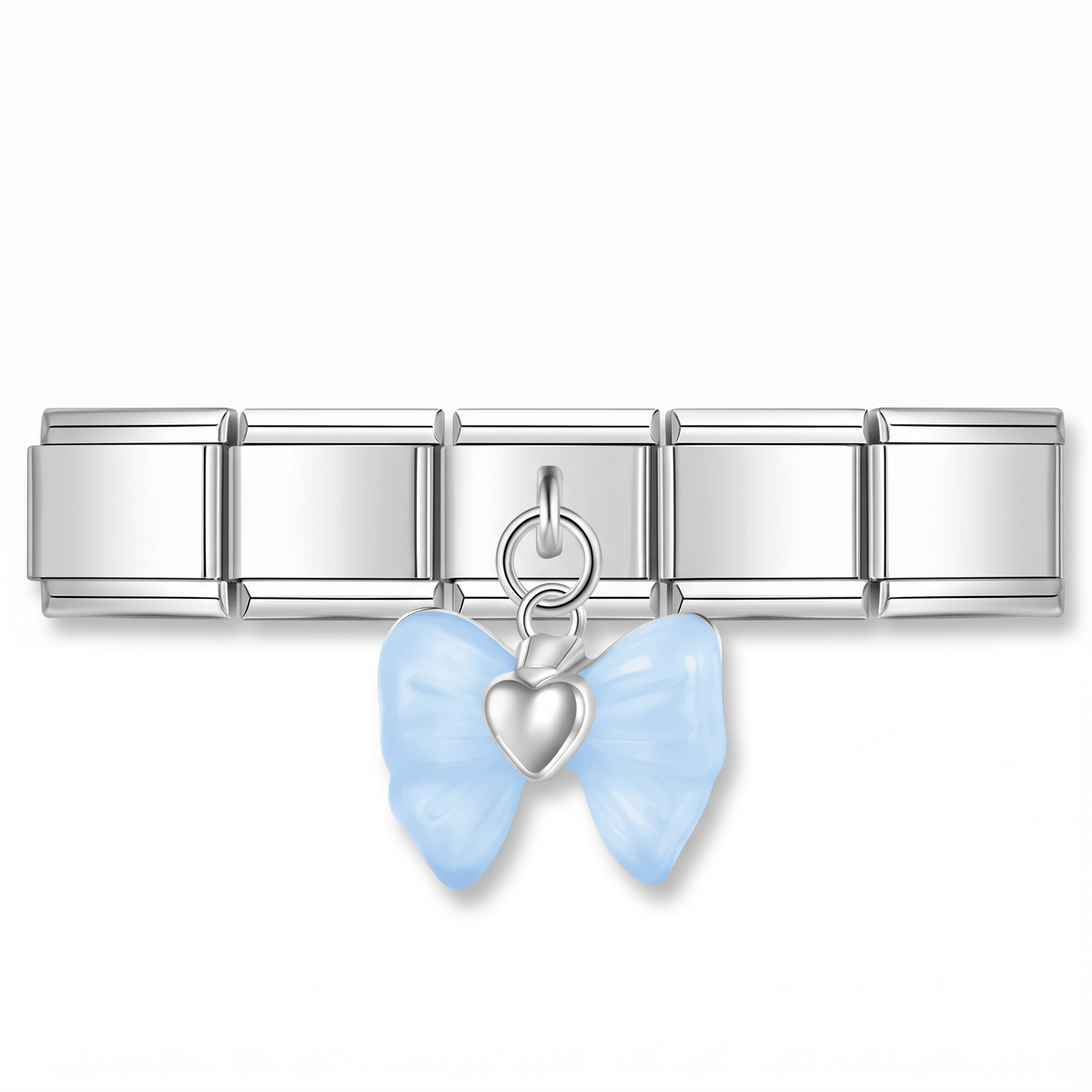 Charm Moño (Colgante, Plateado) en pulsera italiana de eslabones