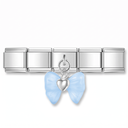 Charm Moño (Colgante, Plateado) en pulsera italiana de eslabones