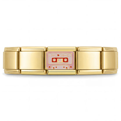 Charm Música (Casete) en pulsera italiana de eslabones