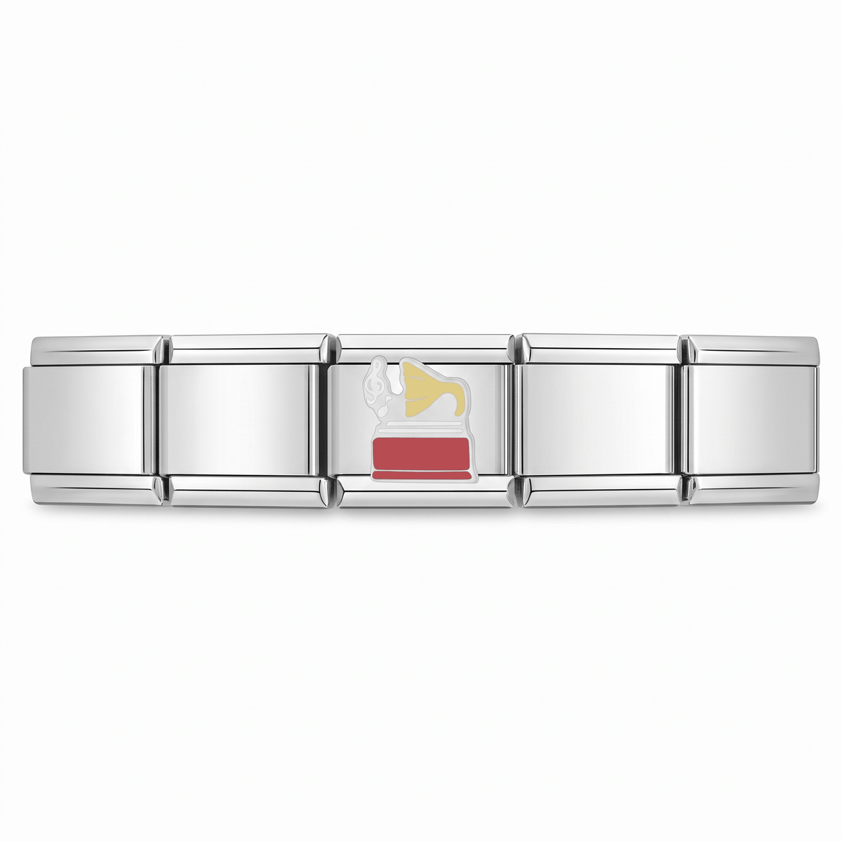 Charm Música (Tocadiscos) en pulsera italiana de eslabones