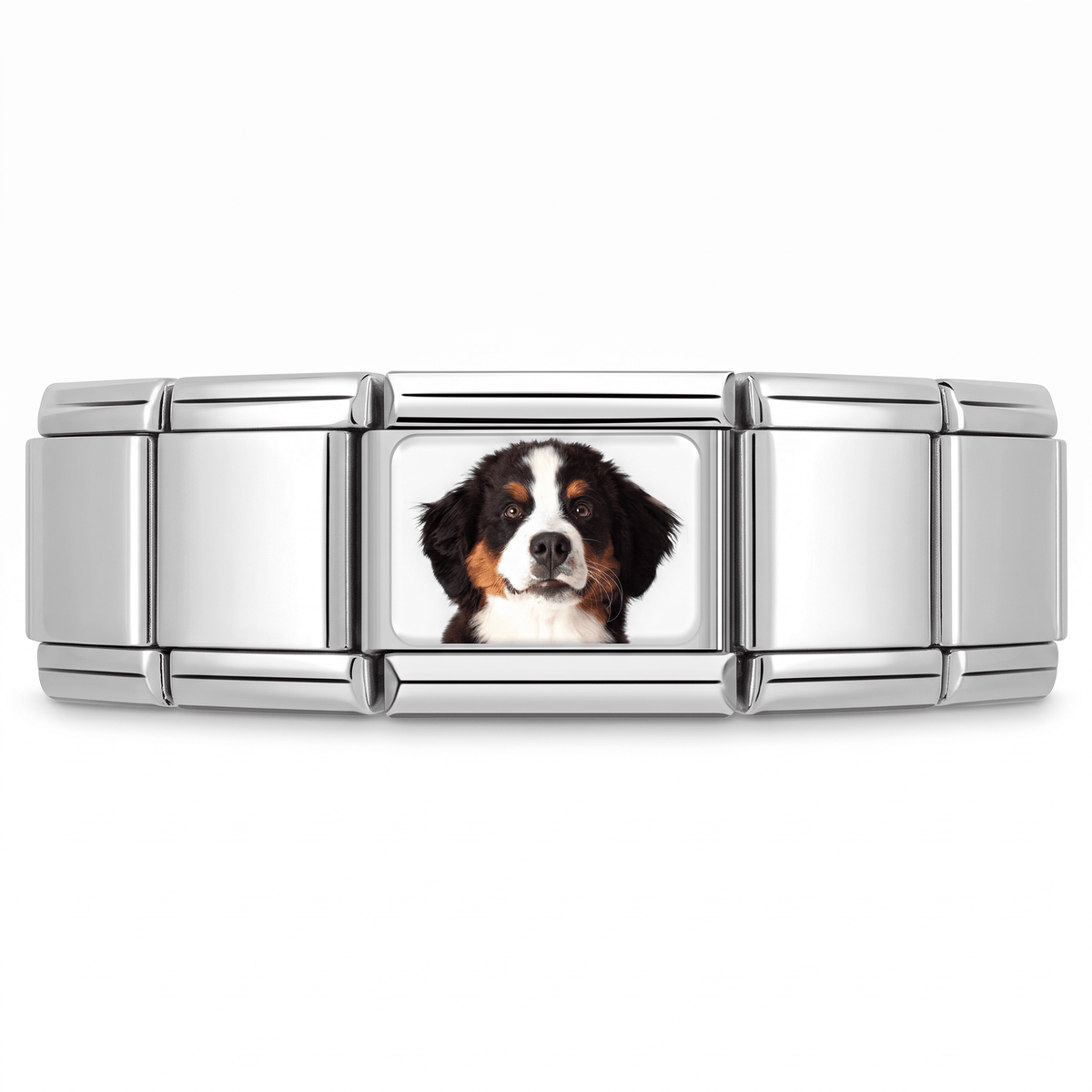 Charm Negro con blanco en pulsera italiana de eslabones