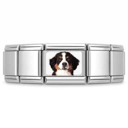 Charm Negro con blanco en pulsera italiana de eslabones