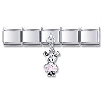Charm Niña en pulsera italiana de eslabones