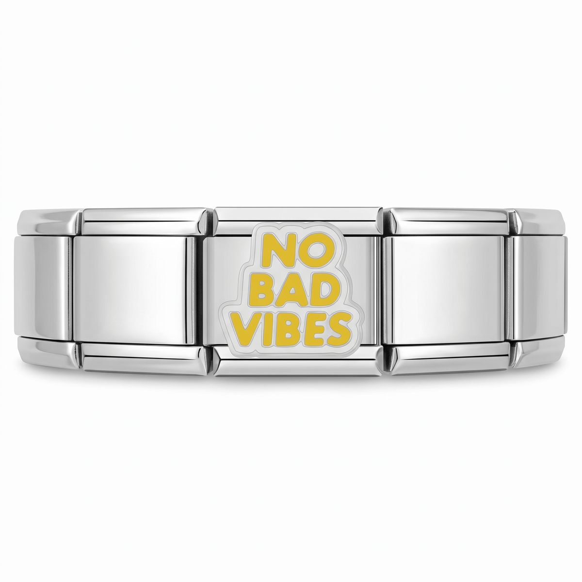 Charm No bad vibes en pulsera italiana de eslabones