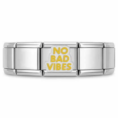 Charm No bad vibes en pulsera italiana de eslabones