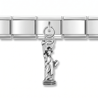 Charm Nueva York (Colgante, Plateado) en pulsera italiana de eslabones