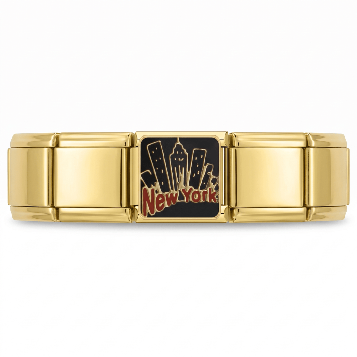 Charm Nueva York (Dorado) en pulsera italiana de eslabones