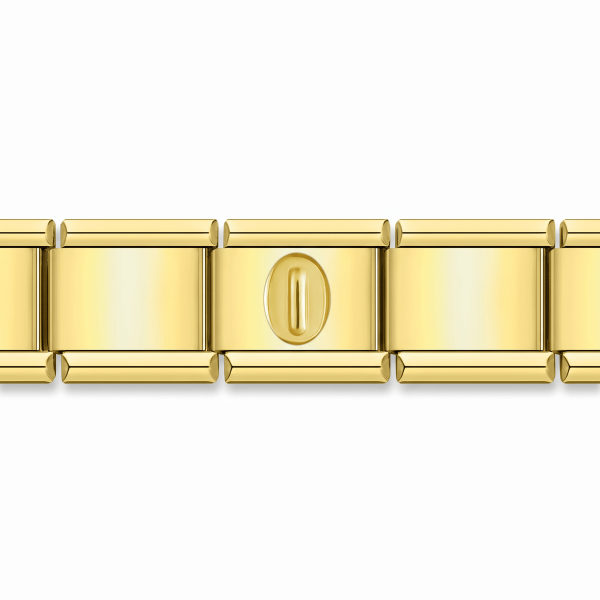 Charm Número 0 (Dorado) en pulsera italiana de eslabones