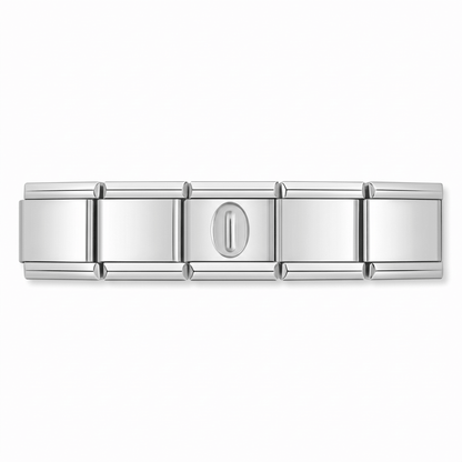 Charm Número 0 (Plateado) en pulsera italiana de eslabones