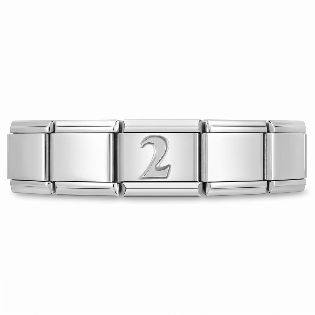 Charm Número 2 (Plateado) en pulsera italiana de eslabones