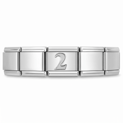 Charm Número 2 (Plateado) en pulsera italiana de eslabones