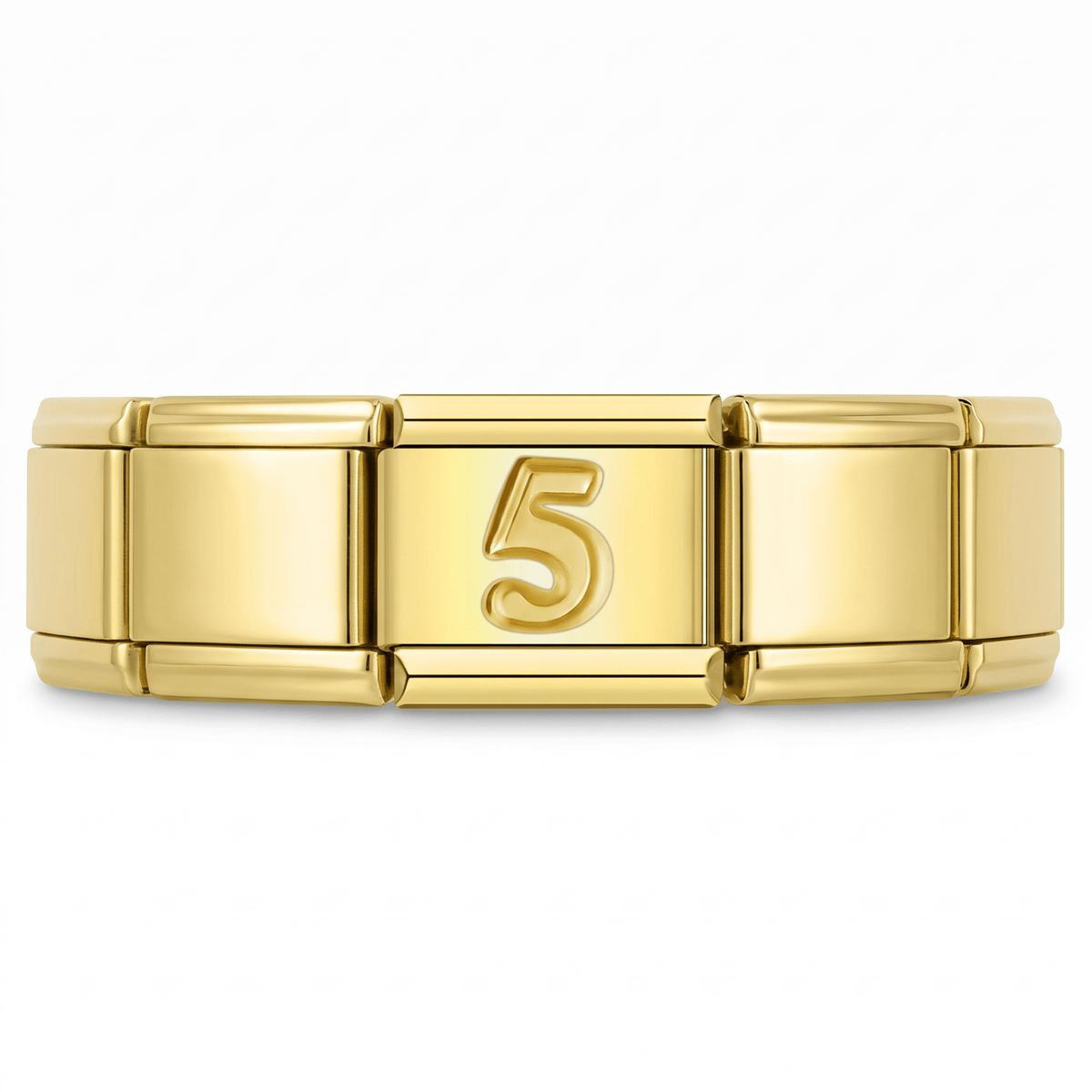 Charm Número 5 (Dorado) en pulsera italiana de eslabones