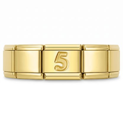 Charm Número 5 (Dorado) en pulsera italiana de eslabones