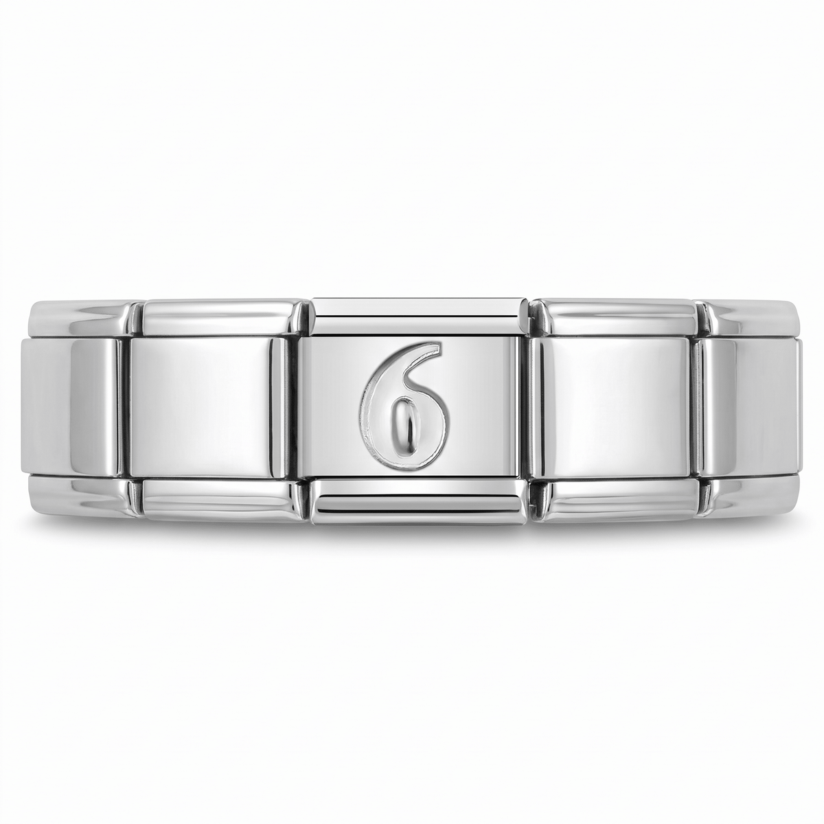 Charm Número 6 (Plateado) en pulsera italiana de eslabones