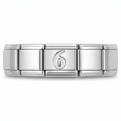 Charm Número 6 (Plateado) en pulsera italiana de eslabones