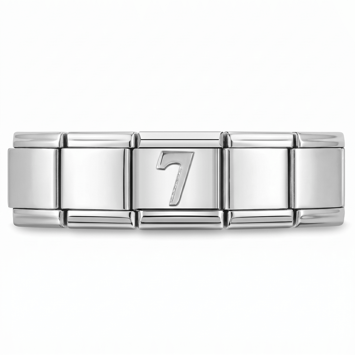 Charm Número 7 (Plateado) en pulsera italiana de eslabones
