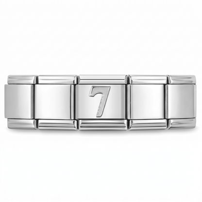 Charm Número 7 (Plateado) en pulsera italiana de eslabones