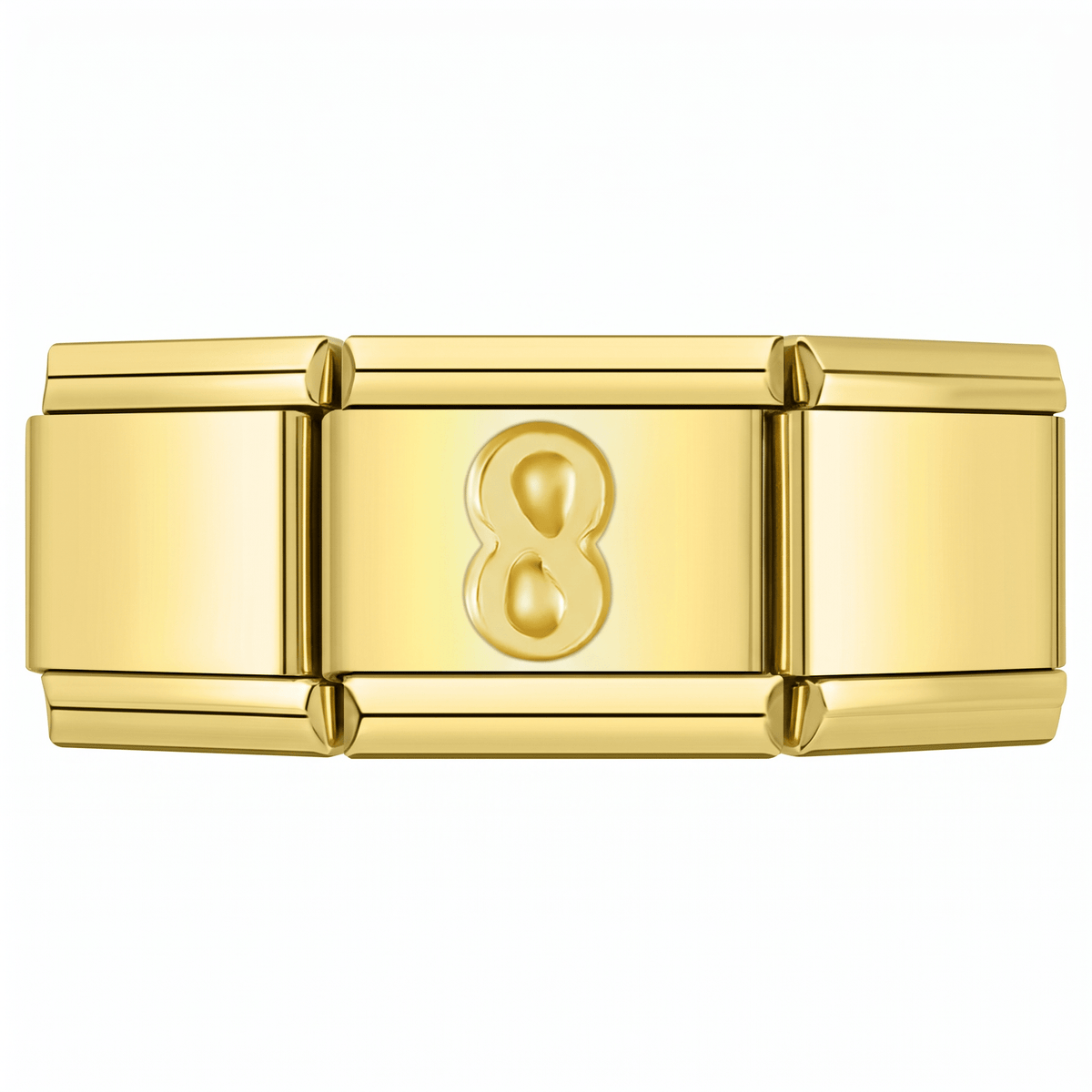 Charm Número 8 (Dorado) en pulsera italiana de eslabones