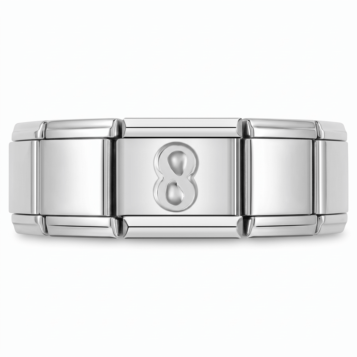 Charm Número 8 (Plateado) en pulsera italiana de eslabones