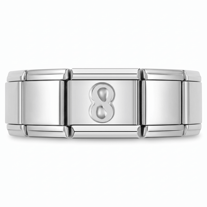 Charm Número 8 (Plateado) en pulsera italiana de eslabones