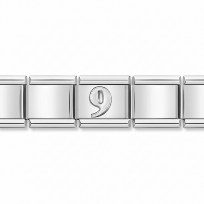 Charm Número 9 (Plateado) en pulsera italiana de eslabones