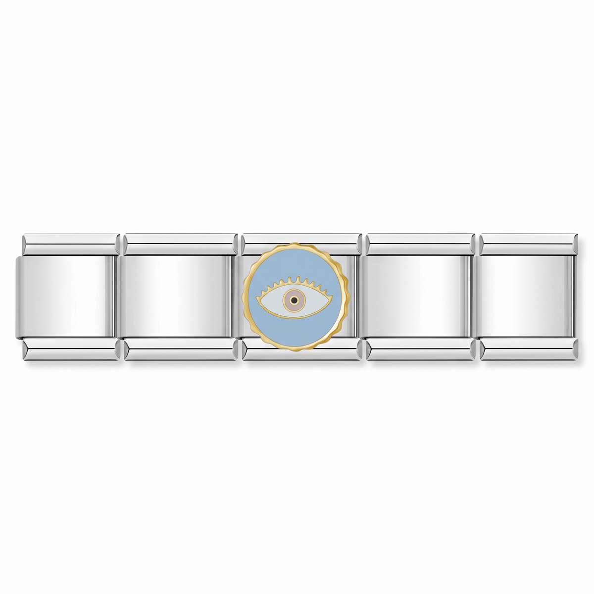 Charm Ojo Azul en pulsera italiana de eslabones