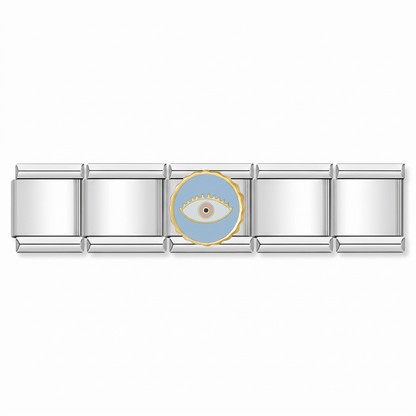 Charm Ojo Azul en pulsera italiana de eslabones