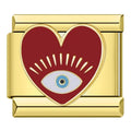 Red Heart Evil Eye Charm (Gold)