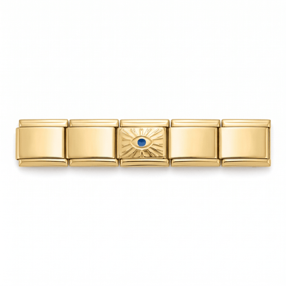 Charm Ojo dorado en pulsera italiana de eslabones