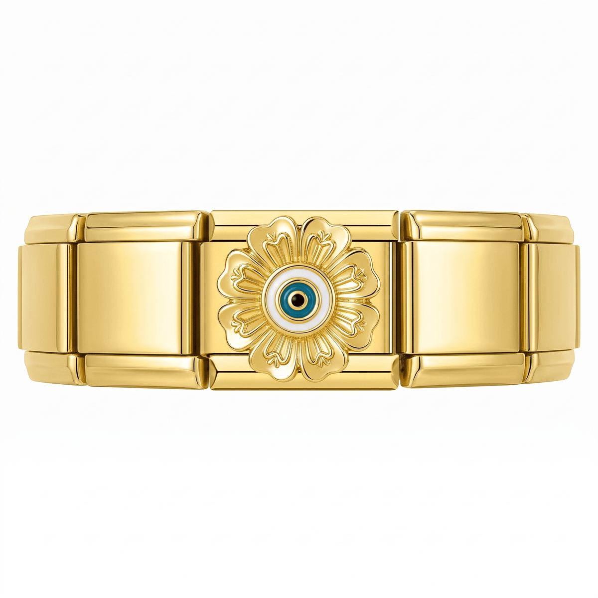 Charm Ojo Flor en pulsera italiana de eslabones