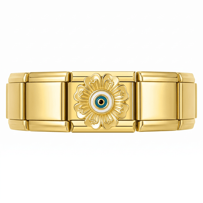 Charm Ojo Flor en pulsera italiana de eslabones