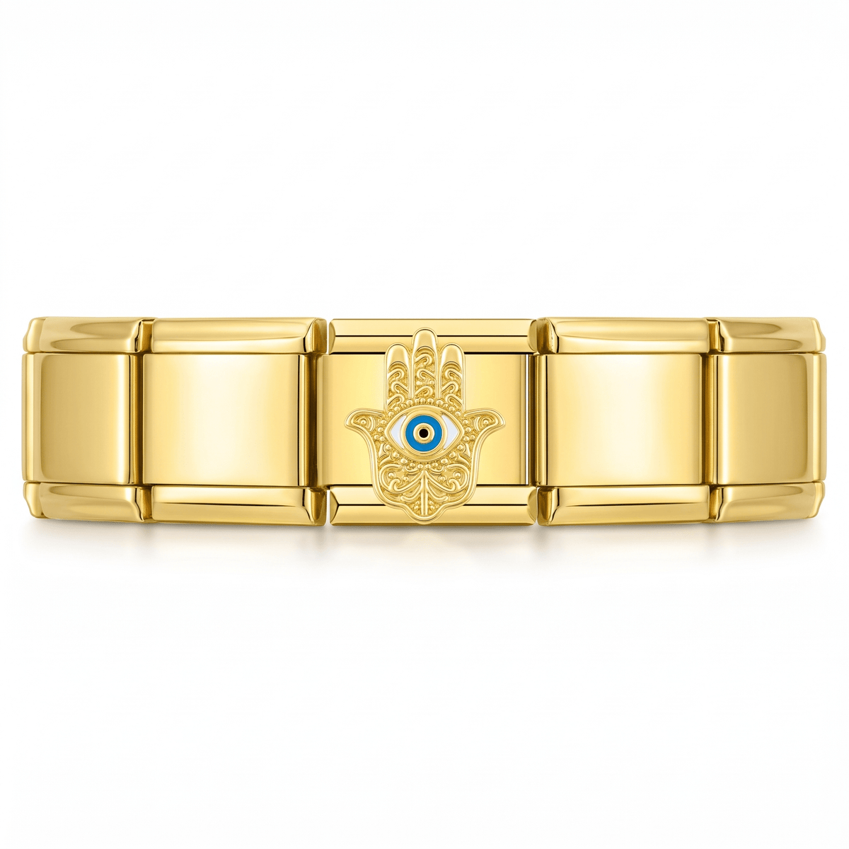 Charm Ojo Mano en pulsera italiana de eslabones