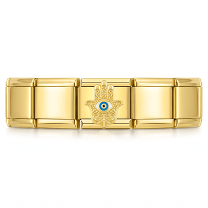 Charm Ojo Mano en pulsera italiana de eslabones