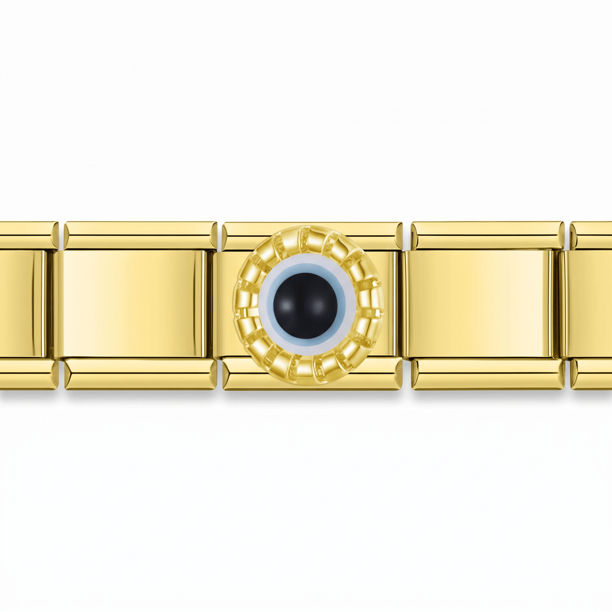 Charm Ojo (Negro) en pulsera italiana de eslabones