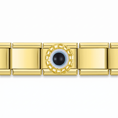 Charm Ojo (Negro) en pulsera italiana de eslabones