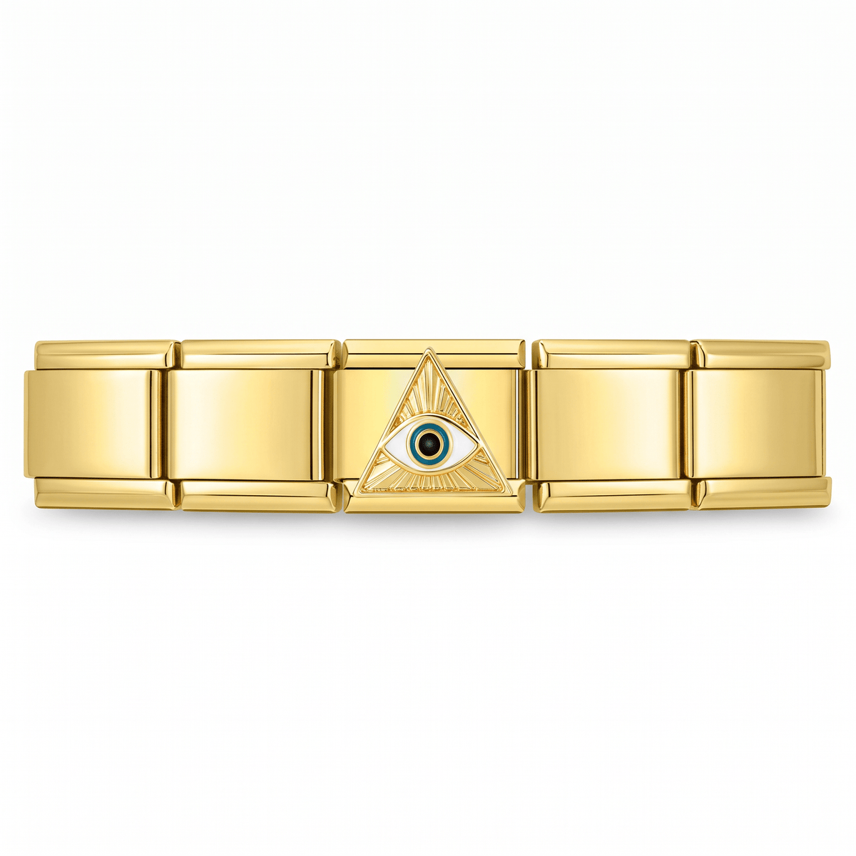 Charm Ojo Oro en pulsera italiana de eslabones