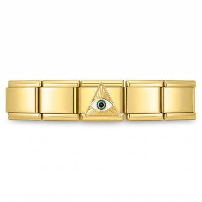 Charm Ojo Oro en pulsera italiana de eslabones