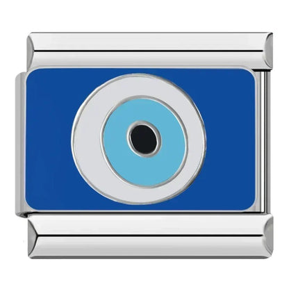 Charm Ojo Turco (Fondo Azul, Plateado) - Italian Charms