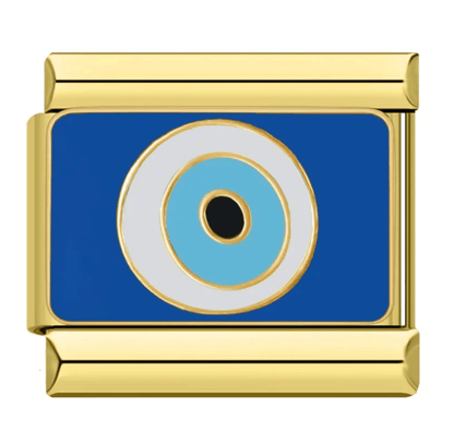 Charm Ojo Turco (Fondo Azul, Dorado) - Italian Charms